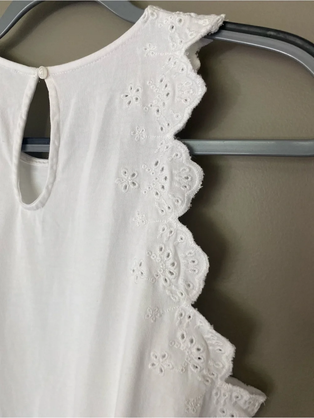 J. CREW Sleeveless White Knit Eyelet & Scallop Trim Tank Shift Dress Size MP